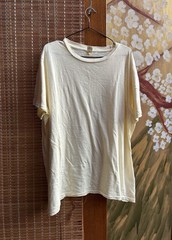 Velva Sheen Rolled Tee In Oatmilk Tube Knit Tubular Loopwheeled Made In USA XL