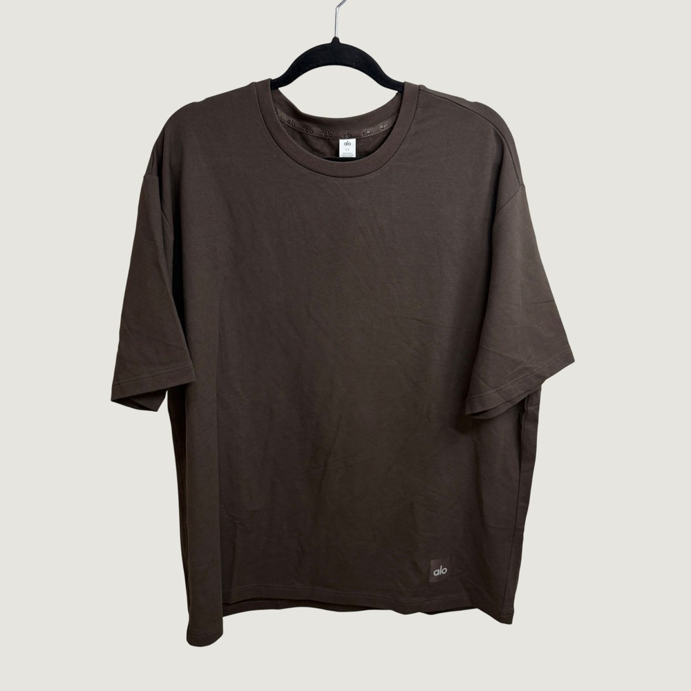 Alo Yoga Oversized Heavyweight T-Shirt Espresso Brown Modal Cotton Blend Large