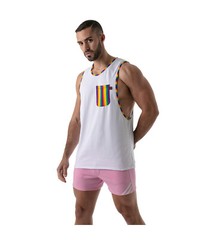 Camisole TOF PARIS Pride Tank Top Rainbow Pattern Sewn In Soft Cotton Jersay 22