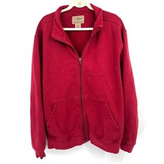 L.L. Bean vintage red full zip cotton blend sweatshirt jacket cabincore outdoor