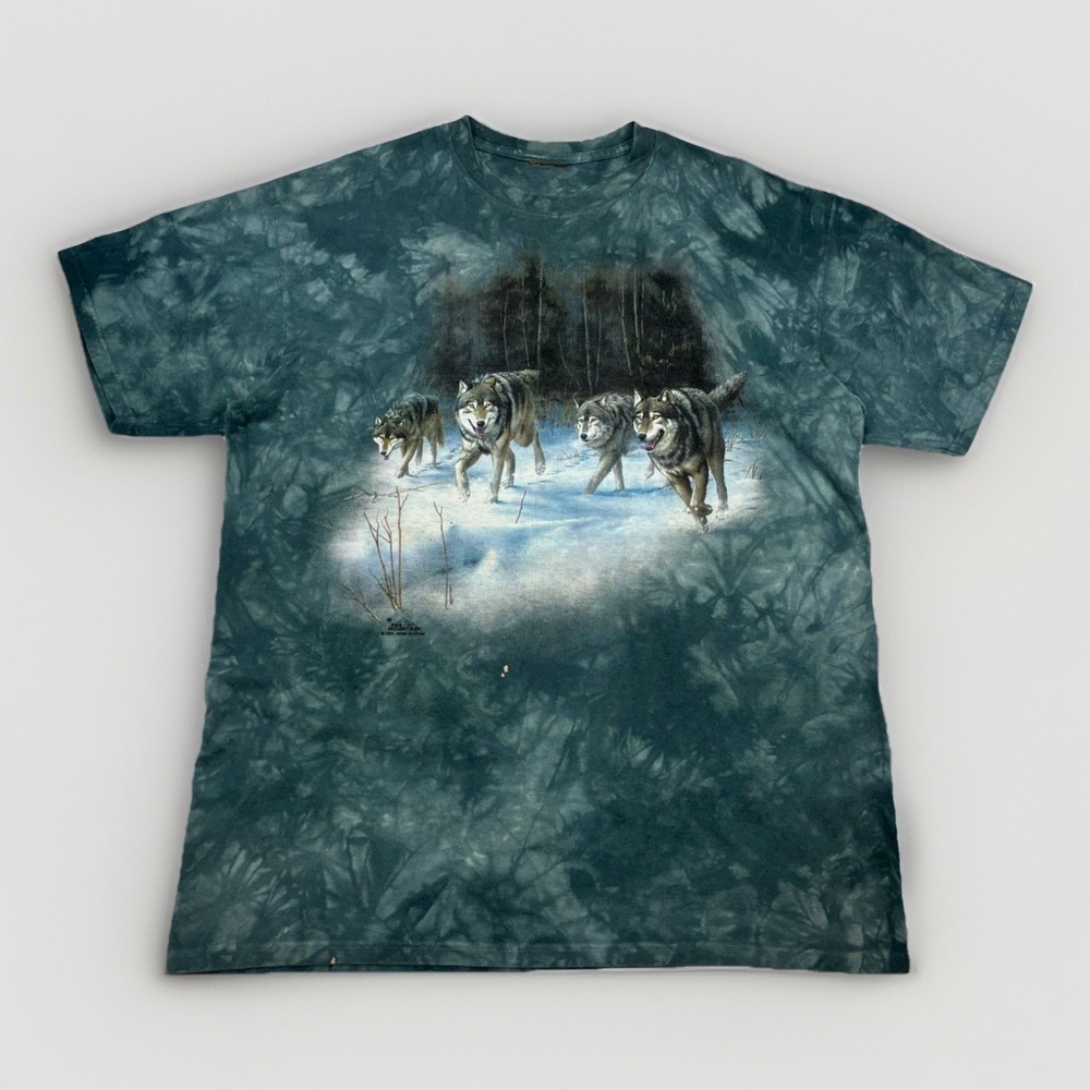 Vintage The Mountain Wolf Pack Tie Dye T Shirt Yellowstone National Park XL