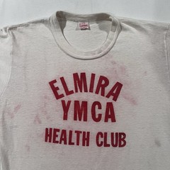 Vintage 50s 60s Healthknit Elmira YMCA Health Club T Shirt Sz M Damage