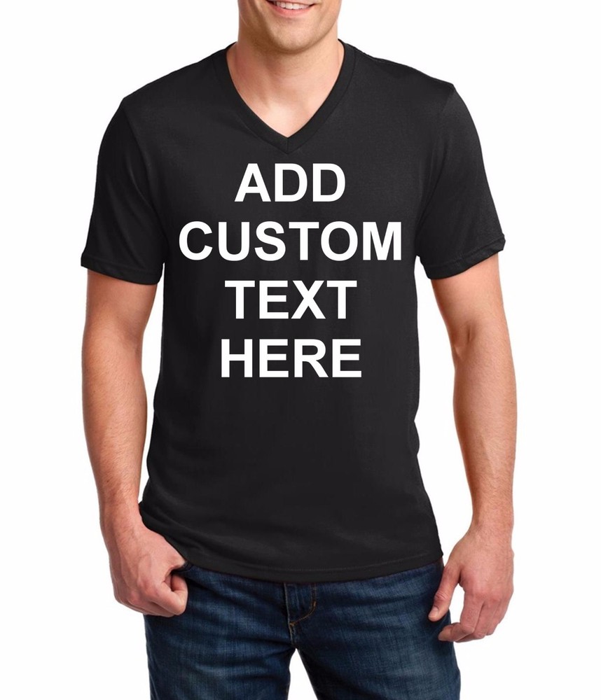 Mens V-neck Custom Personalized Shirts Your Own Text Business Name Gift Shirt
