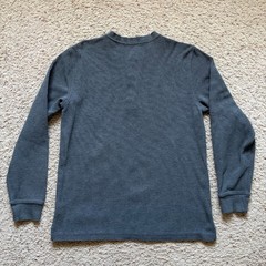 L.L. Bean 3 Button Waffle Knit Long Sleeve Henley Shirt Mens M Grey Slim 502225