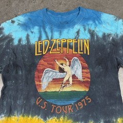 Led Zeppelin T Shirt Mens Large Multicolored Long Sleeve Tie Dye Flaws Preowned