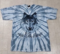 Vintage 2003 Liquid Blue Great Wolf Lodge Wolf Print Blue Tye Dye T-Shirt L