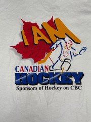 Vintage 90s I Am Canadian Hockey CBC T-Shirt Hanes Heavyweight XL 50/50