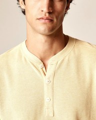 J. CREW Jacquard rib-knit henley in Heather Ginko (Yellow) Size S NWT $98 CL754