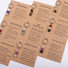 Drogomen Positive Vibes Keychain for Women, Natural Gemstone Healing Crystal …