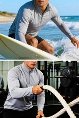 Hiking Shirts for Men Summer Sun Protective Quarter Zip Pullover for Men Rash…