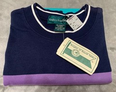 Vintage 90s Striped Shirt Mens Large Navy Teal Knights of Round Table Tee Y2K
