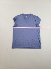 Alfani Men T Shirt L Blue Textured Henley Short Sleeve Stretch Summer Casual
