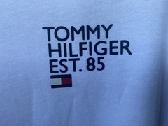 Tommy Hilfiger Men’s L Blue Solid Logo Short Sleeve Crewneck T-Shirt
