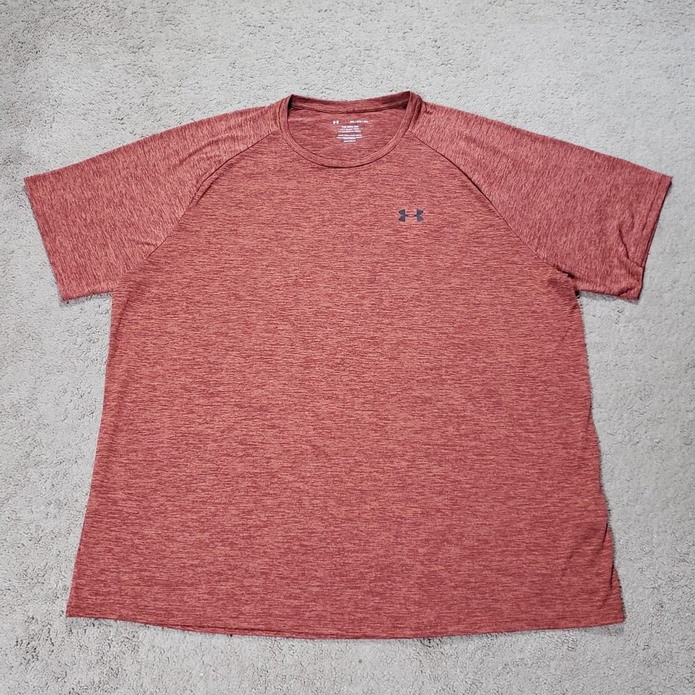Under Armour The Tech Tee Training Shirt Men 4XL Red Heather Short Sleeve Active
