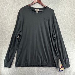 Champion Long Sleeve T-Shirt Black Garment Dye Embroidered Logo Mens Size XL NEW