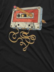 Men’s vintage cassette tape with pencil T-shirt 80s 90s born nostalgic gift