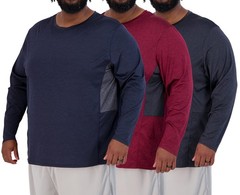 Real Essentials 3 Pack: Men’s Big & Tall Tech Stretch Long-Sleeve & Short-Sleeve