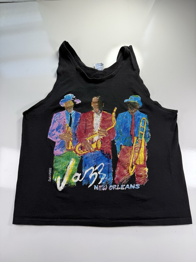 Vintage 90s Hanes Heavyweight T XL Tank Top New Orleans Jazz Graphic USA Made