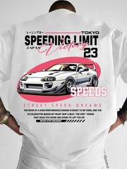 New Men’s Tokyo JDM Supra T-Shirt Speeding Limit Victory Print Streetwear Crew