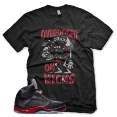 New Black OVERDOSED ON KICKS T Shirt for J1 Retro 5 Satin Bred
