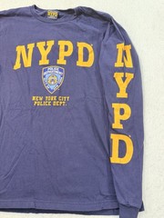 NYPD Long Sleeve Shirt Mens Med Navy Blue Cotton NYC Police Department Graphic