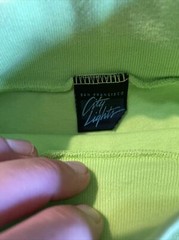 VINTAGE 90’S LIME GREEN SHIRT, HIGH NECK, SAN FRANCSICO CITY STREETS L