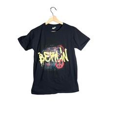 B&C Collection Berlin Graffiti Graphic T-Shirt Black Peace Sign XS E150