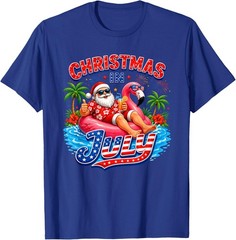 Christmas in July T-Shirt Santa Flamingo Summer Beach Party Tee