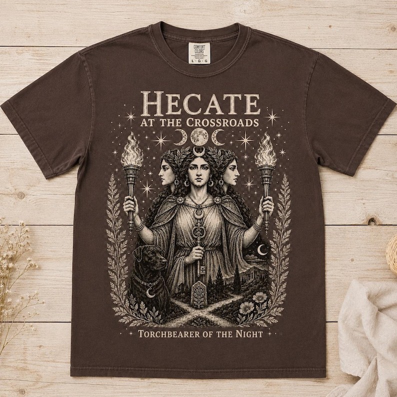 Hecate Triple Goddess T-Shirt, Witchy Pagan Tee, Dark Academia, Divine Feminine