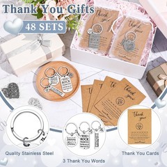 144 PCS Thank You Keychains, Bulk, Bags, Cards, Employee Appreciation Gift