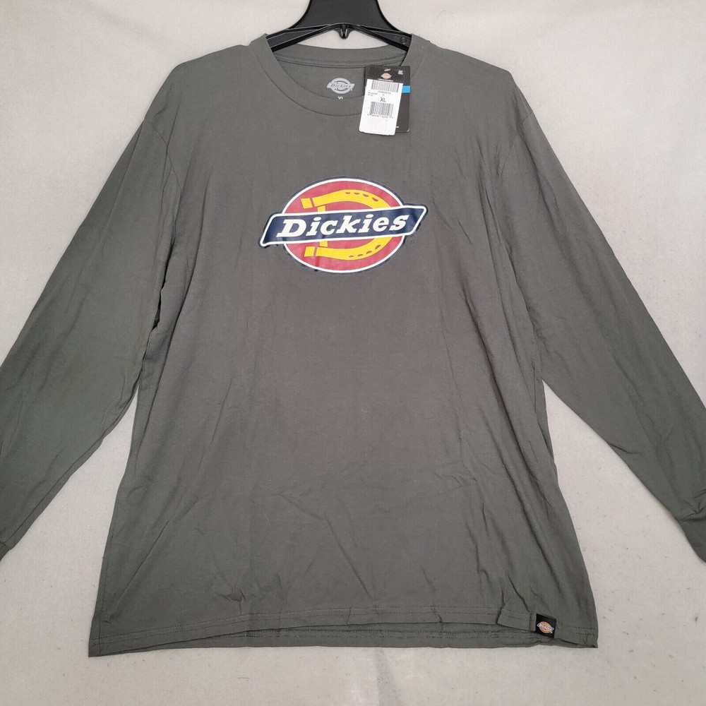 Dickies Logo SHIRT Mens GRAY 2XL XXL WORK WEAR CASUAL Outdoors Long Sleeve NWT