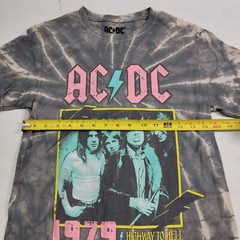ACDC AC/DC Highway To Hell T Shirt Adult S Tie Dye Metal Rock Black Bleach Wash