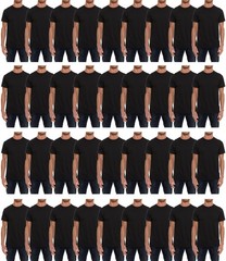 36 PK of Mens Cotton Crew Neck Short Sleeve T-Shirts Mix Colors Black(Medium)