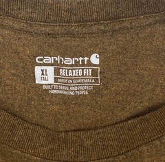 Carhartt Mens XL Tall Brown Heather Pocket T Shirt Relaxed Fit Workwear TX3296