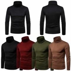 Mens Stretch High Turtle Neck Roll Shirt Long Sleeve Winter Warm Jumper Tops ⇓