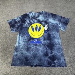 ALAB Shirt Mens L Blue Smiley Face Tie Dye Graphic Crew Neck Cotton Tagless