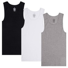 3 Packs Men 100% Cotton Ribbed Tank Top A-Shirt Wife Beater Undershirts S-2XL