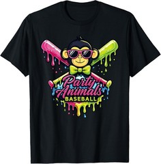 Party Animals Baseball Funny Monkey T-Shirt