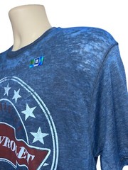 GM Chevy Bowtie Logo Blue Heather Thin Graphic Mens T-Shirt Medium Stretch New