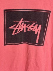 VTG Stussy T Shirt Mens M Pink Graphic Short Sleeve Black Logo