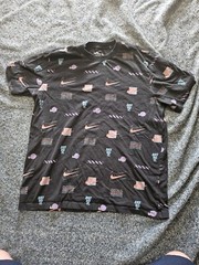 Nike Mens Large Shirt all over Print Multiple Brands Logos Swoosh Just Do it