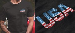 USA Distressed Flag Men T Shirt Patriotic American T-shirt USA Logo Tee