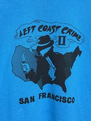 Vintage Left Coast Crime Shirt Mens Large Blue San Francisco Mystery Graphic 90s