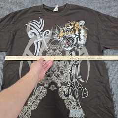 Animal Planet Shirt Mens XL Brown Tiger Tribal Graphic T-Shirt Tee Alstyle Y2K