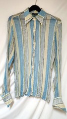 Vintage Couture Johnny Max NNX Sheer, Crinkle Crepe Long Sleeve Shirt.
