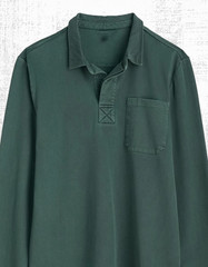 Men’s Seasalt T-shirt Cotton Collared Button Up Rugby Top Cotton Pockets Green