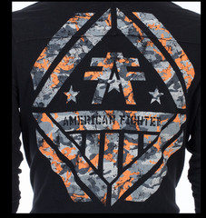 AMERICAN FIGHTER Black AVERETT Long Sleeve Henley Thermal Hoodie T-shirt NWT
