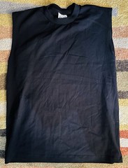 Heavy Wide Vintage Muscle Tee Black Large Tank Top