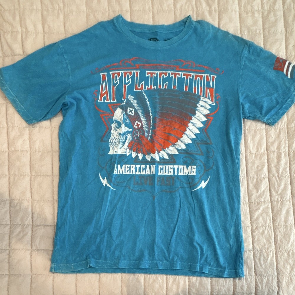 Afflictions Men’s T-Shirt, Blue Size Xl