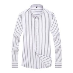 Mens Dress Shirts Long Sleeves Slim Fit Camisas Striped Cotton Casual Shirts Top